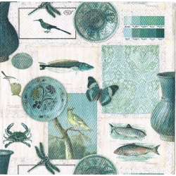 Serwetka do decoupage -1853- ryby, owady, krab